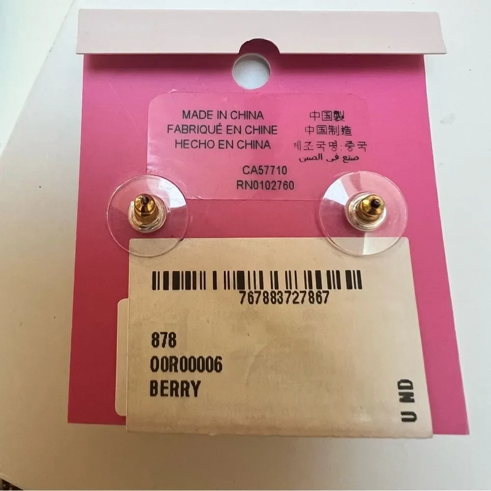 Kate Spade Iridescent Stud Earrings in Berry CZ NEW